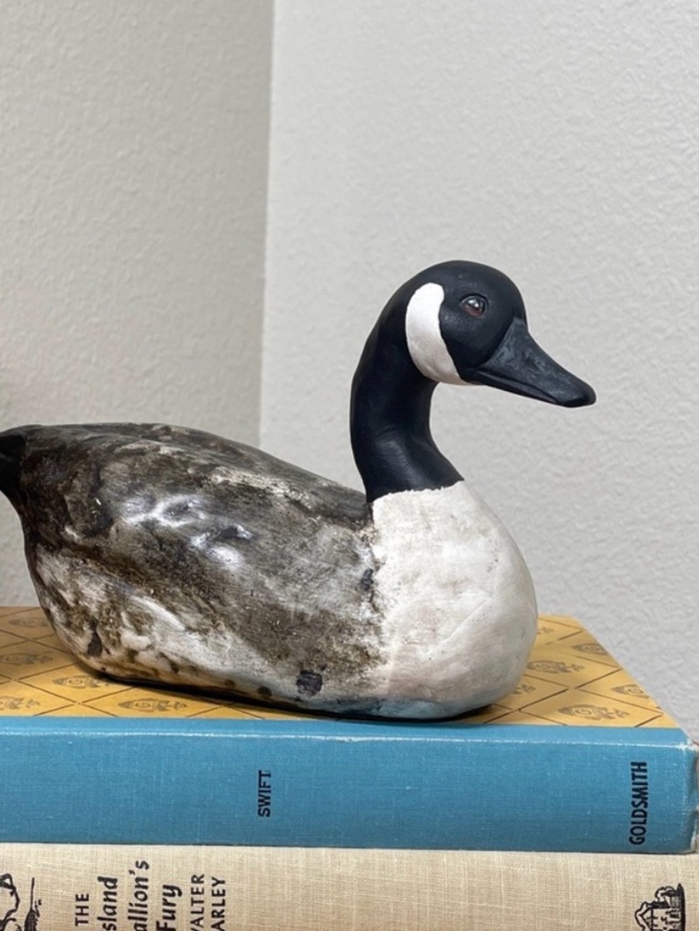 Vintage Hand Crafted Hand Made ‘87 Ceramic Goose Black &White Rustic Cabin Decor